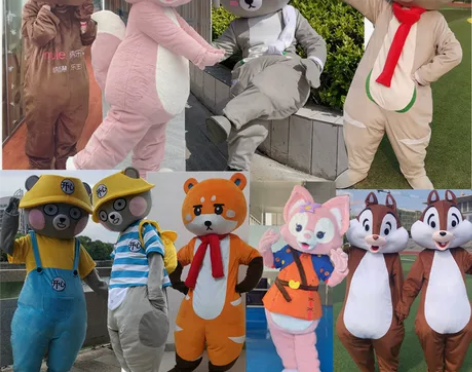 开心熊卡通人偶服装可爱松鼠公仔套装行走玩偶...