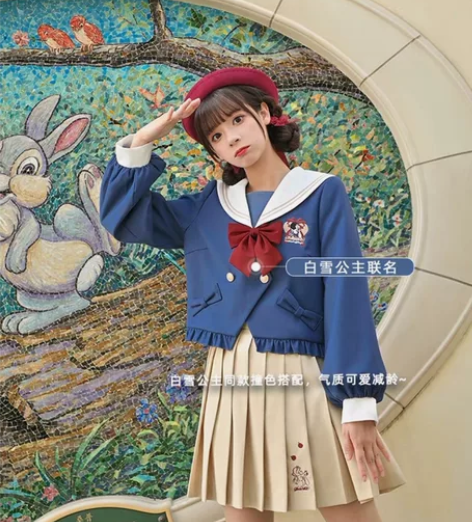 迪士尼授权白雪公主原创森女部落学院风上衣甜...