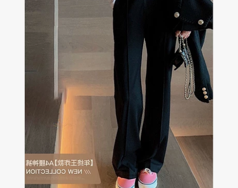 女裤2022直筒裤黑色裤子阔腿裤收腹休闲裤...