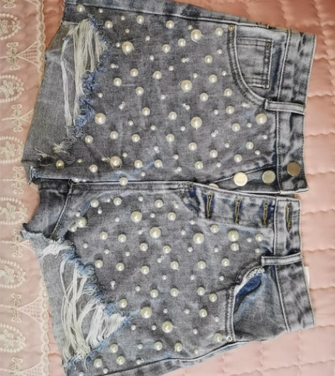 珍珠牛仔短裤 感兴趣的话点“我想要”和我私...