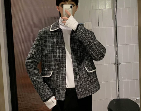 白口阳 2020春季新款韩版小香风男外套西...