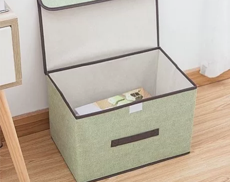 居家布艺折叠收纳箱储物箱带盖防尘便携盒衣物...