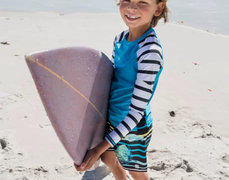 reima儿童泳衣男女童速干长袖T恤夏季防...