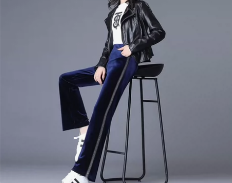 金丝绒阔腿裤女2022秋冬休闲裤垂坠感加绒...