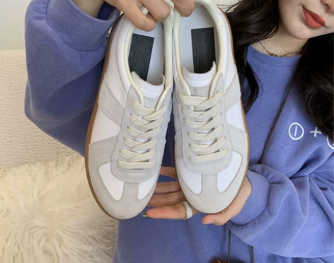 全牛皮德训鞋女小白鞋女夏季2021新款平底...