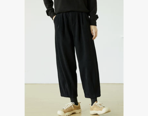 荃白 日系裤子女2022冬季新款厚实加绒直...