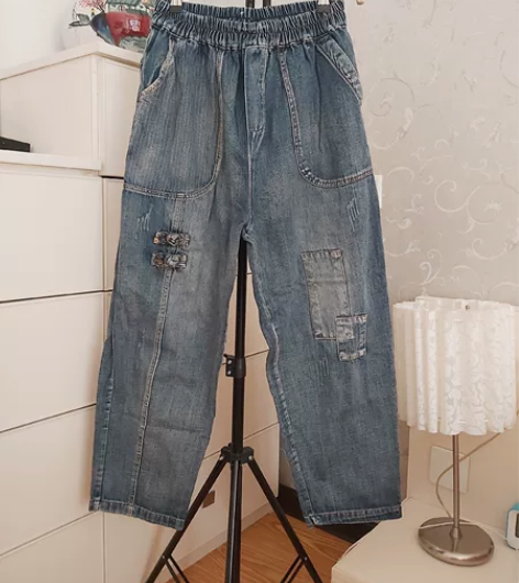 韩版宽松休闲大码文艺牛仔裤 Xl码喜欢的私...