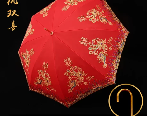 红伞结婚新娘伞红色出嫁雨伞中式古风刺绣伞迎...