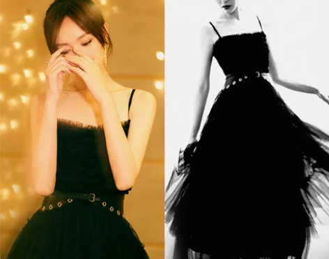 唐嫣新同款定制吊带性感网纱连衣裙蛋糕裙系带...