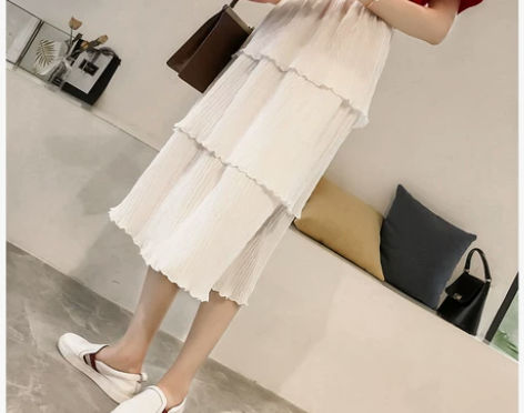 夏装新款淑女气质雪纺半身裙女中长款软妹蛋糕...