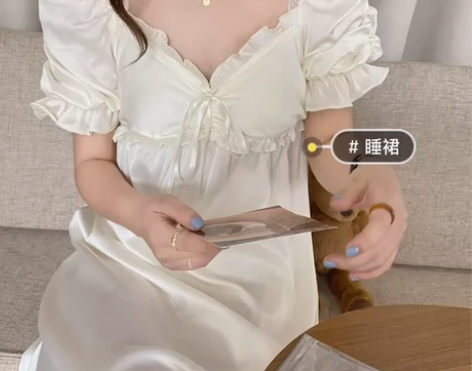 冰丝睡裙公主风法式甜美蕾丝性感长款睡衣女夏...