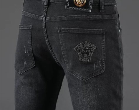 牛仔裤 牛仔裤长裤秋冬新款黑色男士刺绣美杜...