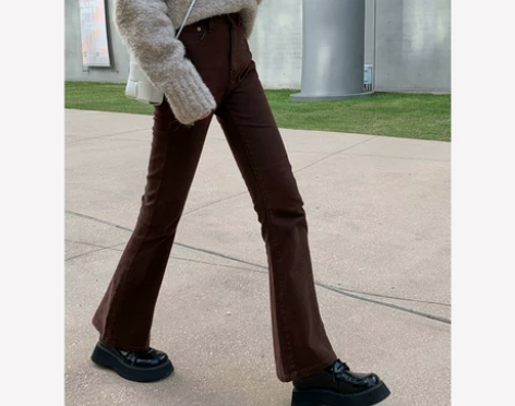 十一石复古时髦微喇牛仔裤女高腰显瘦小个子拖...