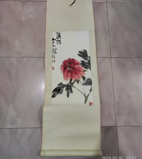 工艺品画一幅，已手工裱糊挂轴，品相如图完好...