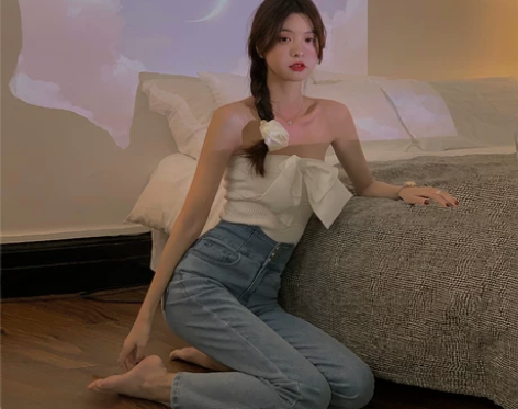 范智乔 白色冰丝针织背心女夏外穿设计感小众...