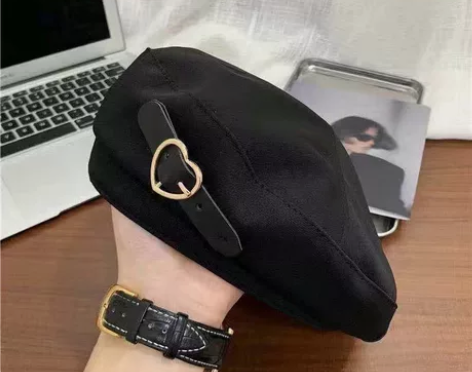 黑色甜拽金属贝雷帽特价清仓，9.9元包邮!...