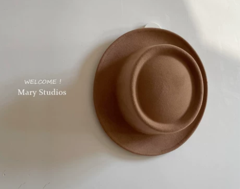 法式ins纯色羊毛呢帽宽沿女式帽子英伦名媛...