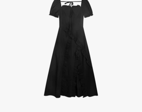 酒一黑色连衣裙女不规则小黑裙夏高级感小众设...