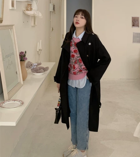 大面菁现货设计浅色牛仔裤女年直筒高腰显瘦裤...