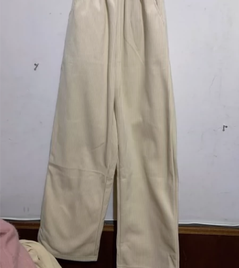 雪尼尔灯芯绒阔腿裤女秋冬小个子加绒雪尼尔直...