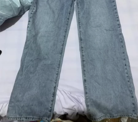 高腰阔腿牛仔裤女宽松显瘦法式复古直筒长裤2...