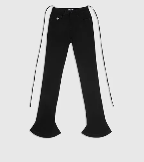 SMFK人鱼牛仔裤于文文同款弹力腰绳喇叭马...