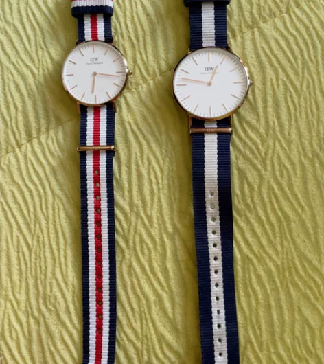 DW手表情侣表对表,男款八成新,女款磨损较...