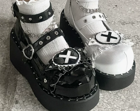 甜心圣院 原创哥特甜酷lolita少女鞋亚...