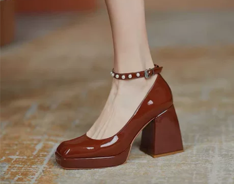 春季防水台超高跟红色婚鞋女新娘鞋厚底玛丽珍...