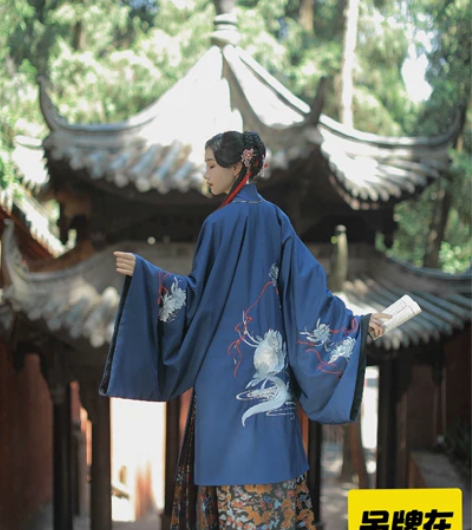 兰若庭 汉服 乘黄 明制 披风 绣花 大袖...
