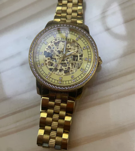 正品宝梭金色自动进口机芯机械表，手表走时正...