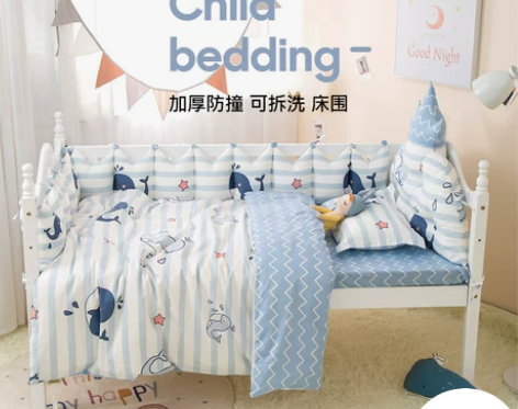 儿童拼接床防撞床围拆洗透气儿童床纯棉套件全...
