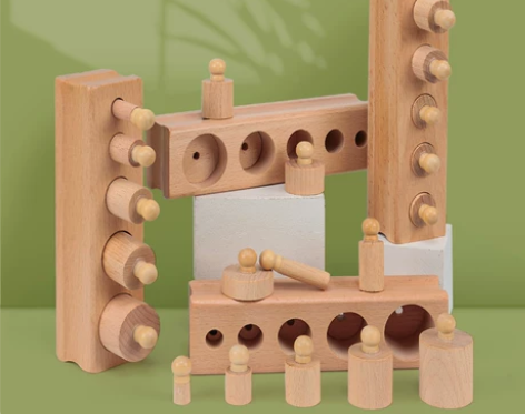 蒙氏早教玩具蒙特梭利教具插座圆柱体家庭装儿...