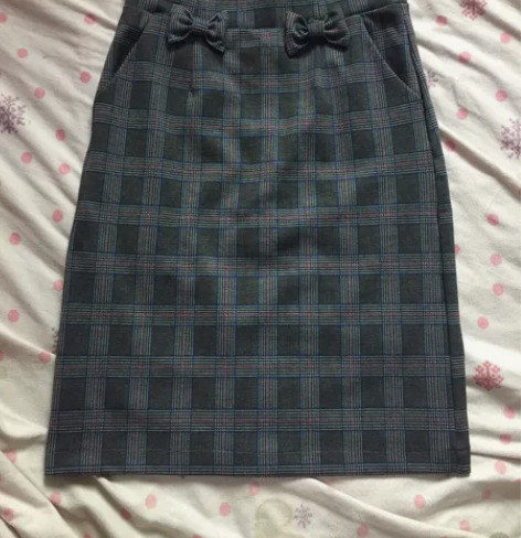 大悦城商场专柜条格半身裙高腰裙短裙包臀裙女...