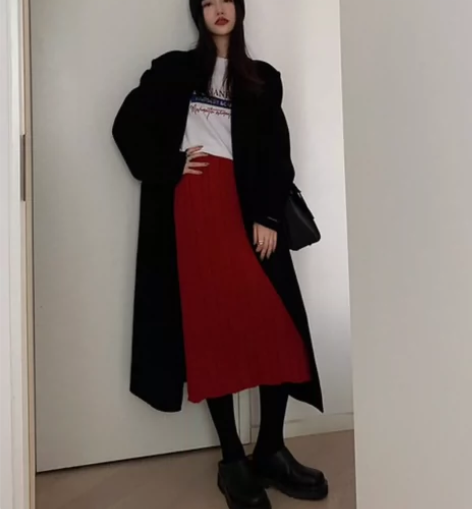 左边女装中长款A字裙冬季新款时尚保暖单品 ...