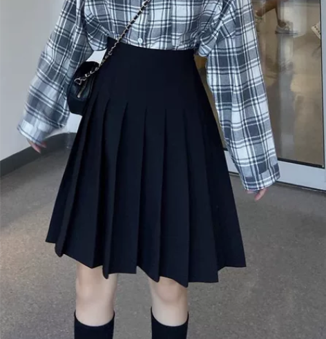 【全新】百褶裙女 中长款高腰a字裙大码胖m...