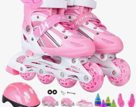 【健康节价】直排溜冰鞋儿童可调男童女童闪光...