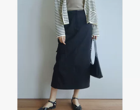 全新 LSD秋冬新款工装风时髦口袋半身裙直...