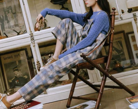 LRUD休闲裤女春装2新款韩版高腰学生格子...