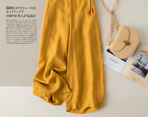 2022夏季新款亚麻女裤棉麻裤女宽松原创复...