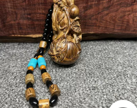 印尼沉香木手工木雕手捻小葫芦手把件木质文玩...