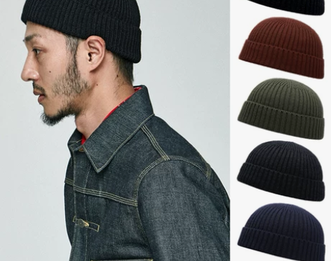 秋冬短款圆顶针织毛线帽男女保暖套头冷帽薄款瓜皮帽雅痞水手帽子