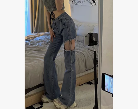 DREAM SEVEN77 破洞牛仔裤女2...