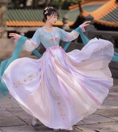 包邮妃亦坊原创汉服女【琳琅】坦领半臂三件套...