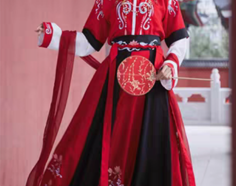 转卖五五年并蒂莲 原创汉服女唐制坦领半臂一...