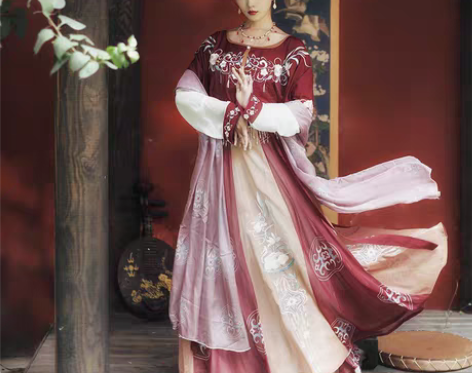 转卖耀春原创汉服女正品花瑶归唐制坦领三件套...