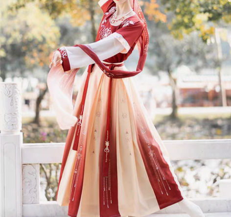 珍缕千禧寻汉服女春季唐制坦领敦煌飞天中国风...