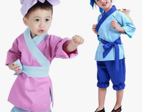 转卖六一儿童古装汉服小药童衣服锄禾演出服小...