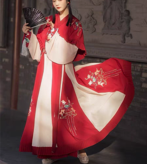 包邮出一个六米摆红色汉服 可换 魏晋风齐腰...