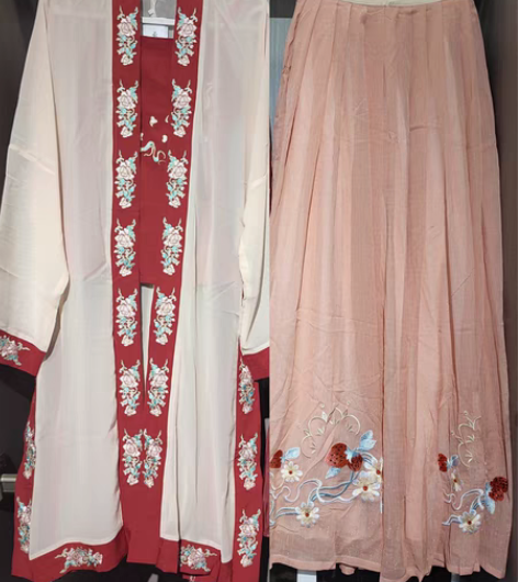 包邮全边缘长褙子对襟长衫吊带宋制汉服劲合一...